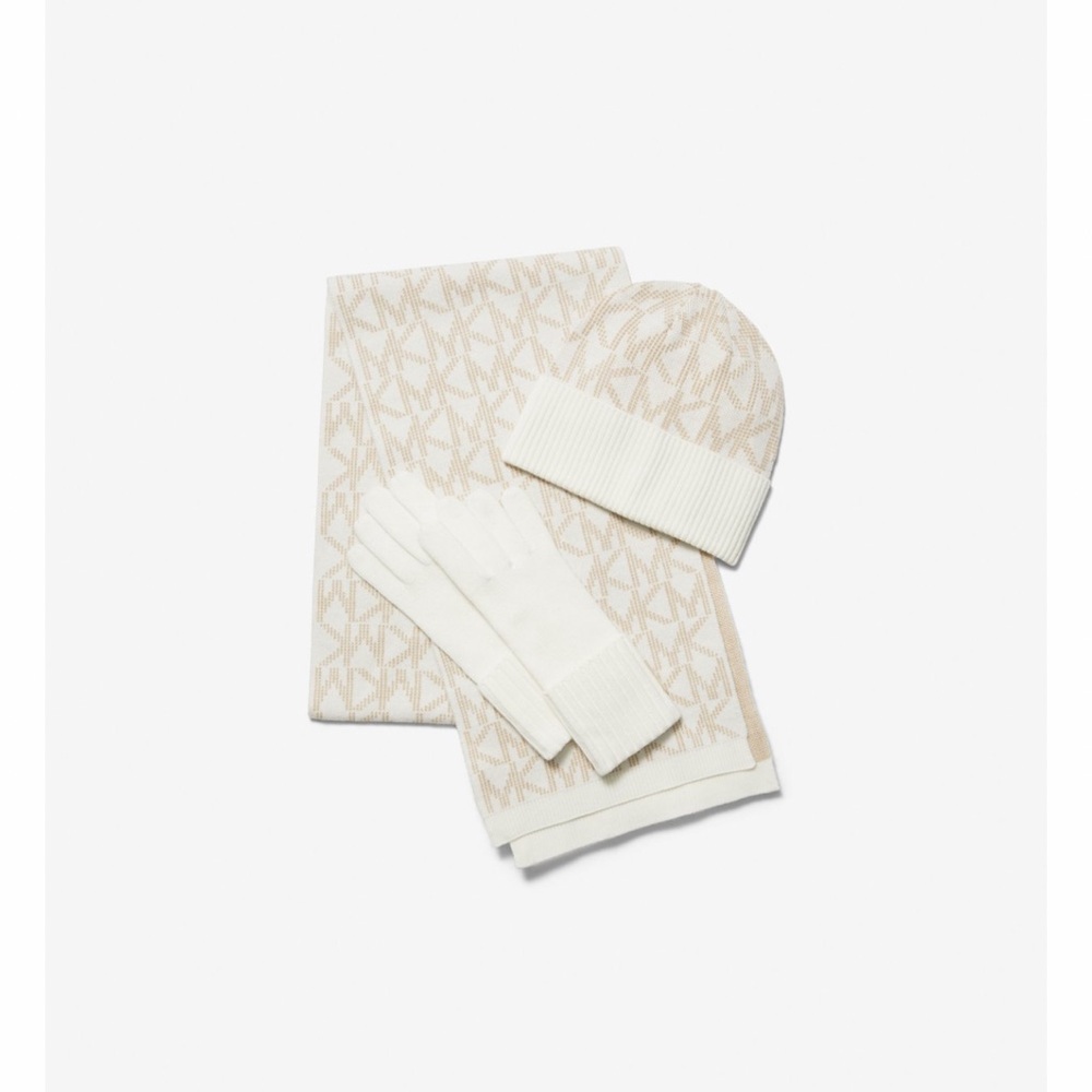 Michael Kors Beanie, Scarf & Gloves set